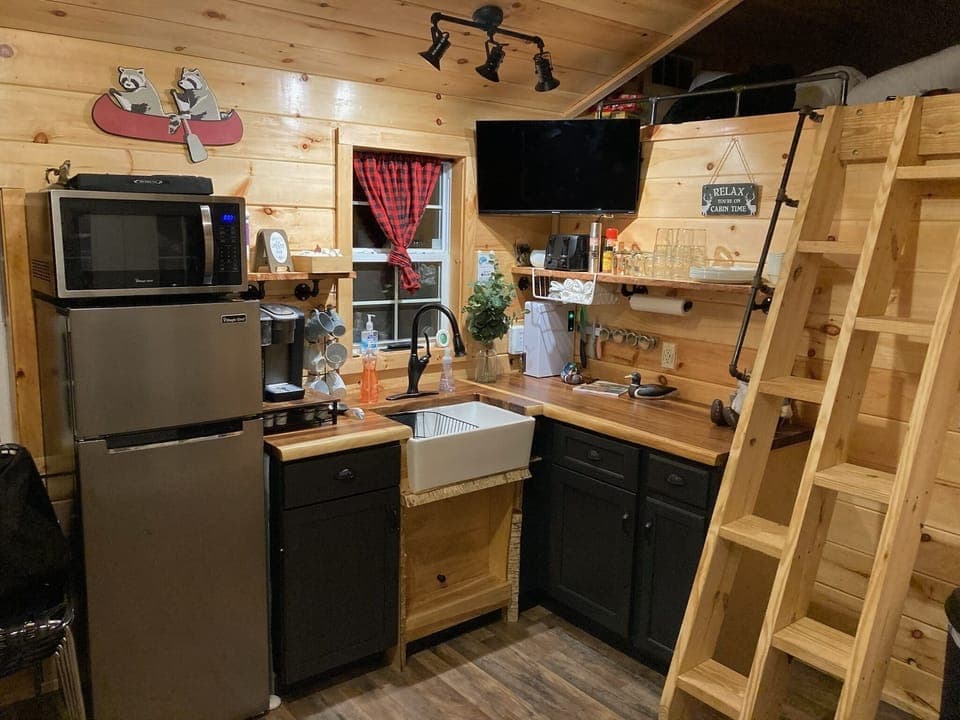 Interior - Kitchen Fridge Microwave + 2 Induction Cooktops 
