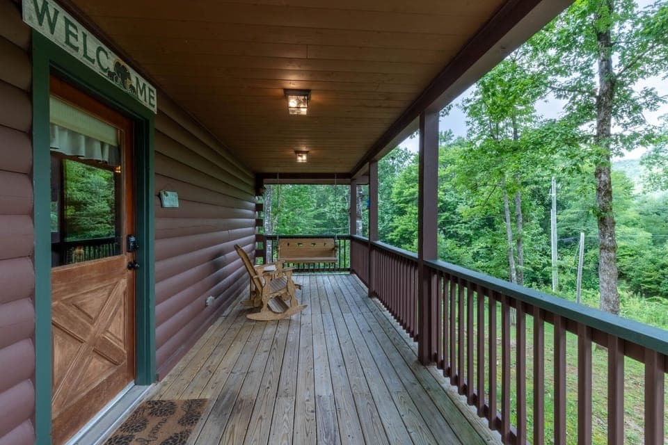 Porch - Front porch with swing and rocking chairs