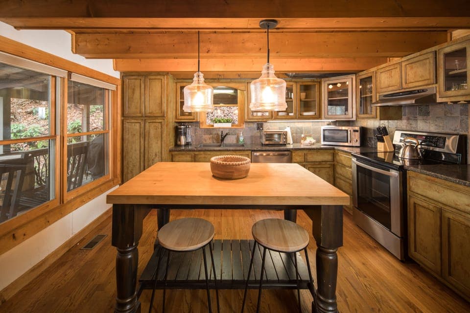 Kitchen with Island and Stools
