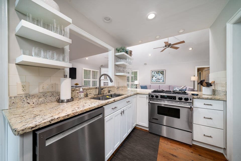 Kitchen opens up to the great room.