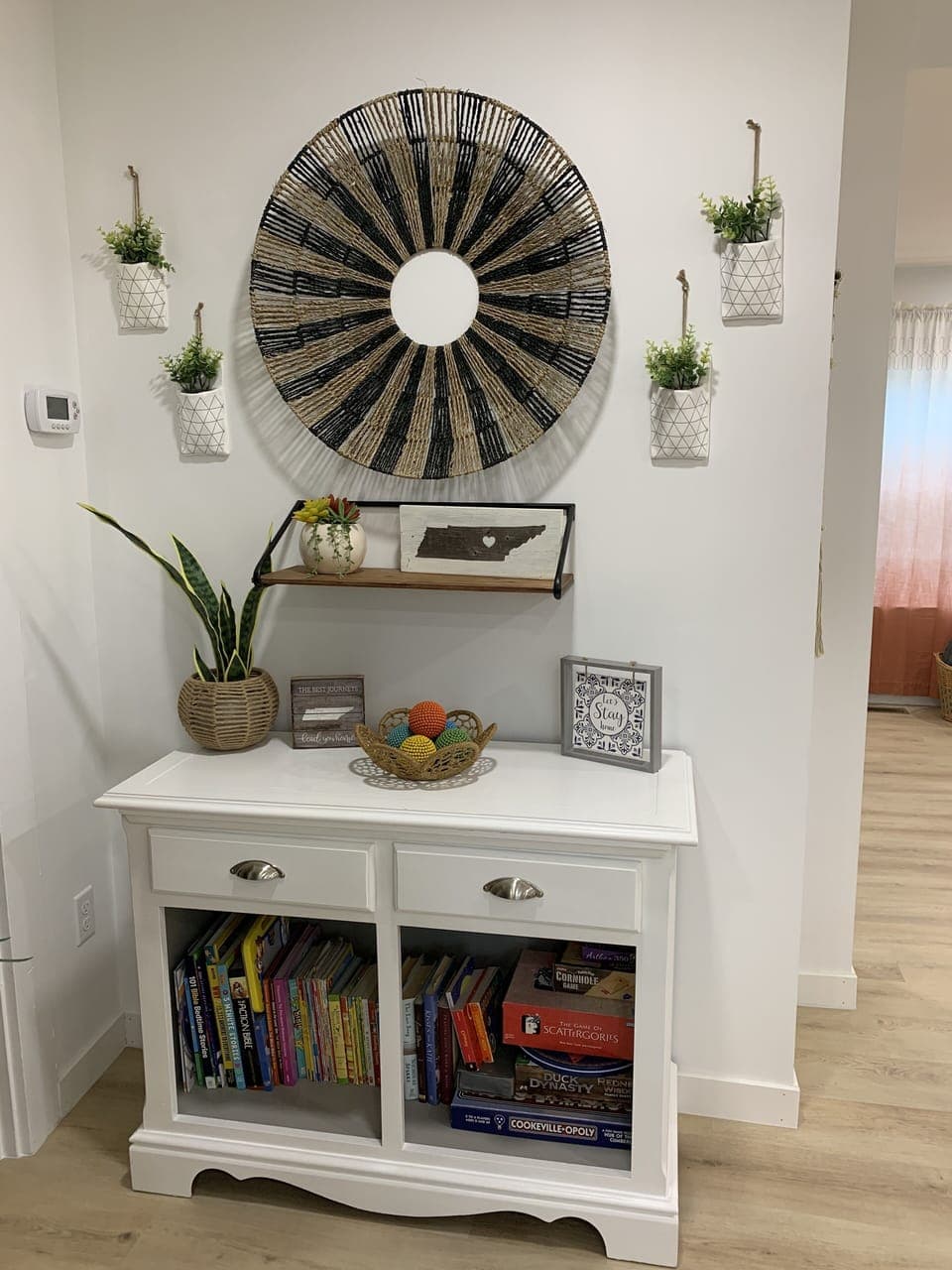 Stocked with games and books for guests to enjoy!