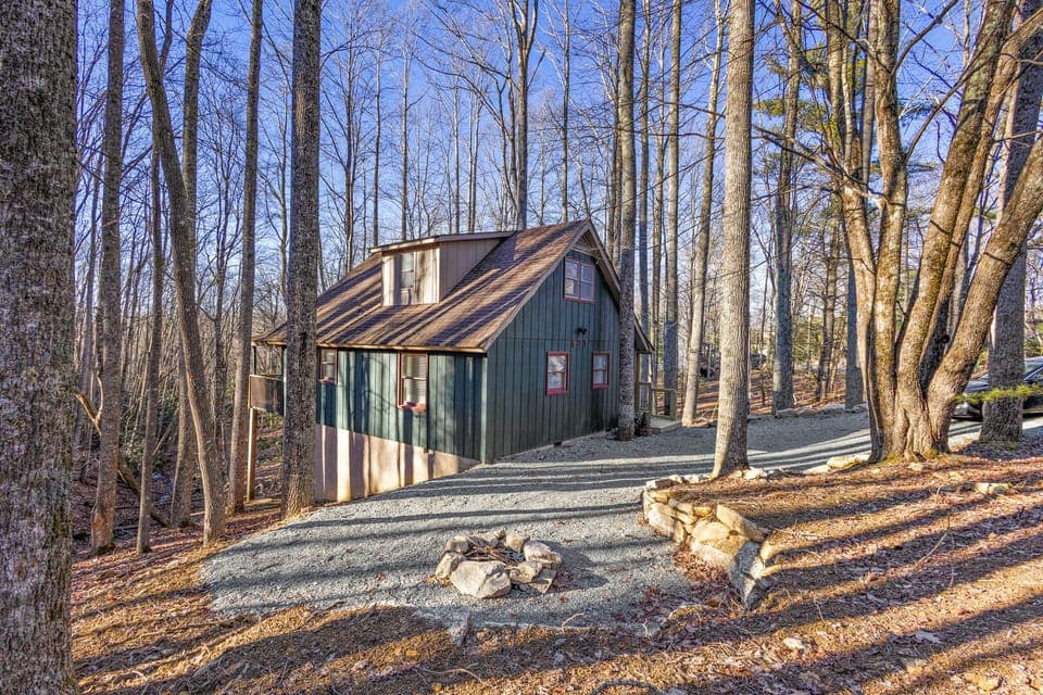 Level Gravel Parking Area with Fire Pit