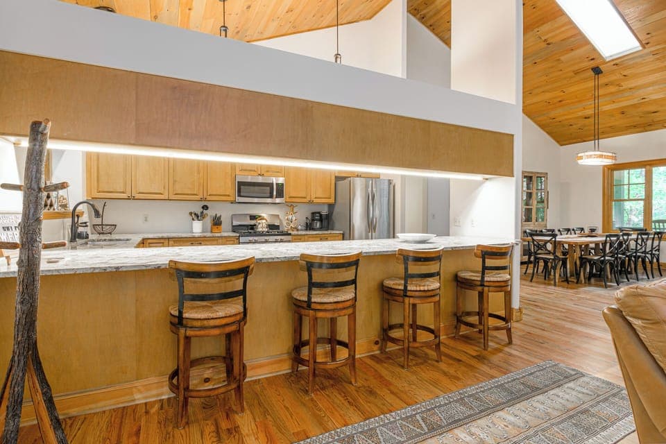 Plenty of kitchen counter space for cooking and baking