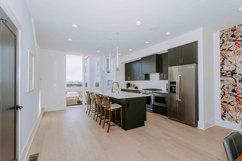 A bright and airy kitchen space designed for gatherings