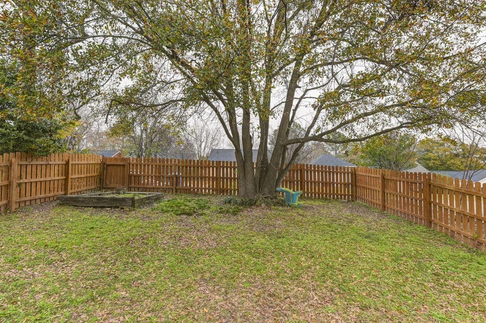 Fenced backyard
