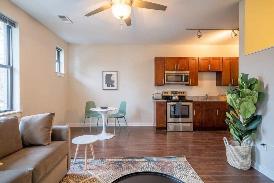 Living Area and Kitchen