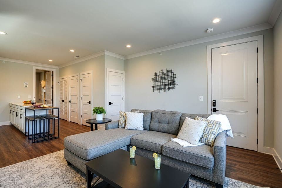 Open concept living room with Smart TV