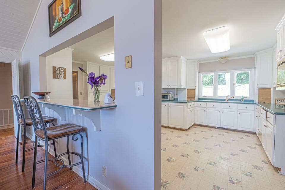View of kitchen from the living room. Kitchen is HUGE!
