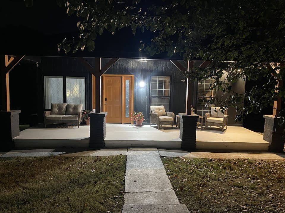 Relax on the front porch on your vacation stay