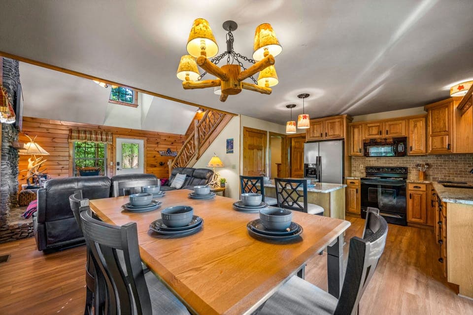 The open concept kitchen and dining area are perfect for entertaining.