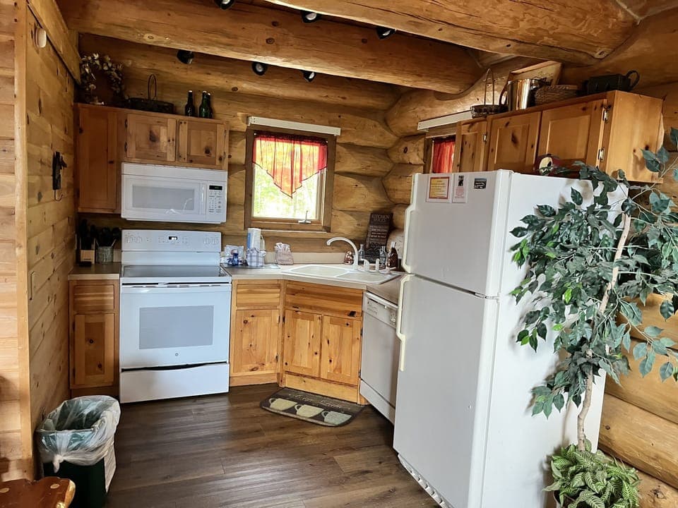 Indoors, Hardwood, Refrigerator, Stained Wood, Microwave