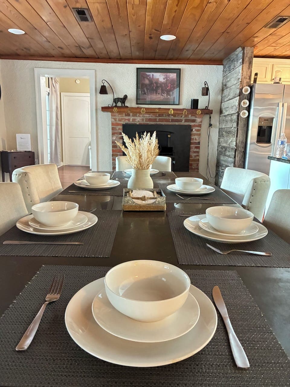 Dining area with seating for 8, perfect for meals and time together.