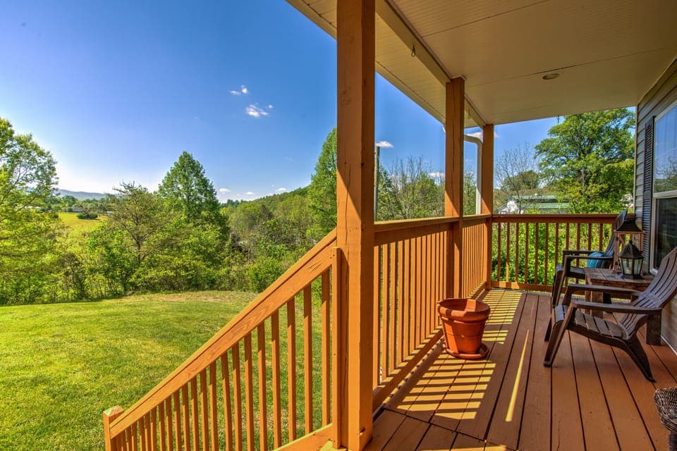 Sit back and relax on this cozy front porch.