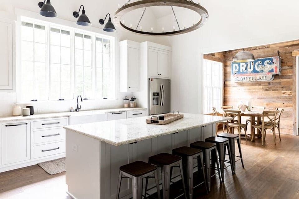 Gourmet kitchen with all the supplies you'd need for cooking a meal with your family.