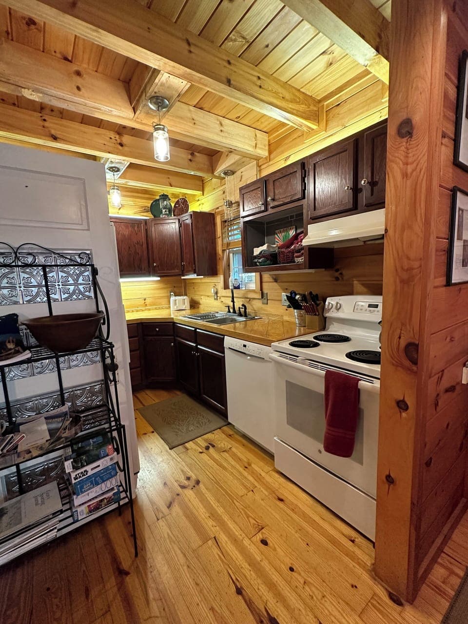 Kitchen open to dining and living room