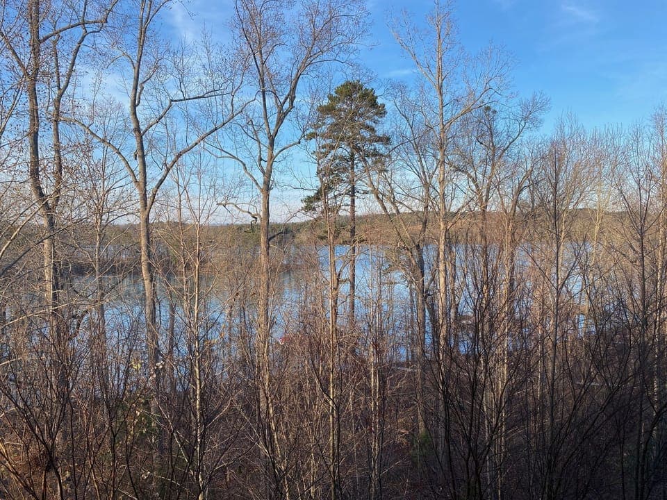 Lake view from balcony in winter