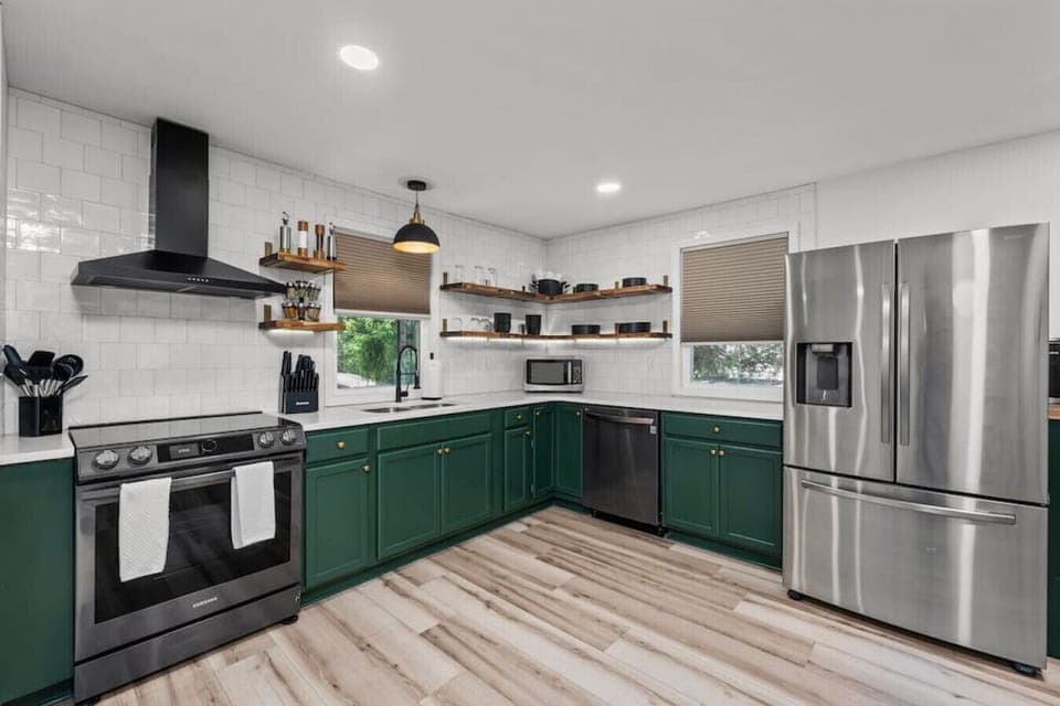 Culinary dreams come true in this well-equipped, spacious kitchen.