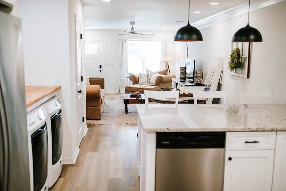 The open concept kitchen allows for everyone to enjoy the space together. 