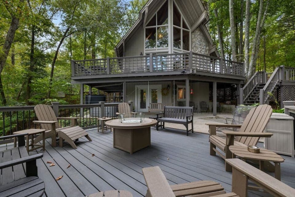 Exterior view of home from the fire pit sitting area