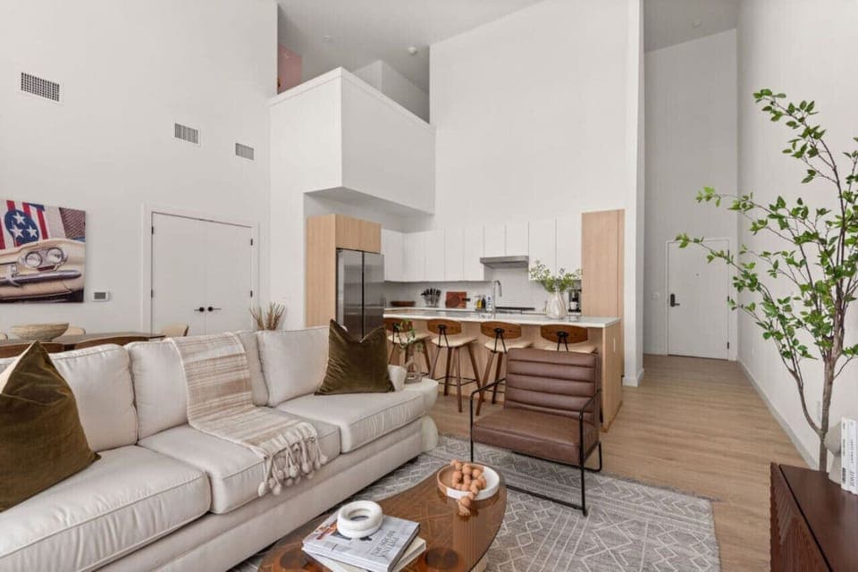 Cozy living room w/  black out shades