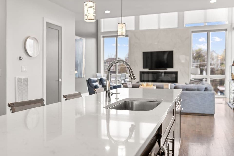 Very open downstairs living area. Room for everyone to gather & relax.