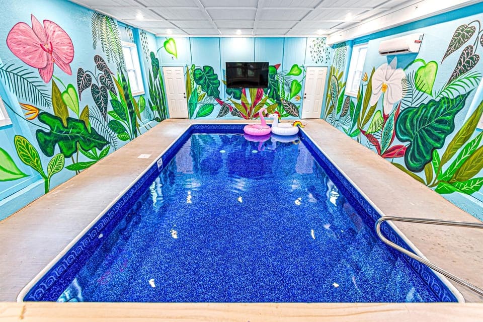 Spa Themed Indoor Private Heated Pool - 24x12 Feet with door lock and splash alarm for child safety